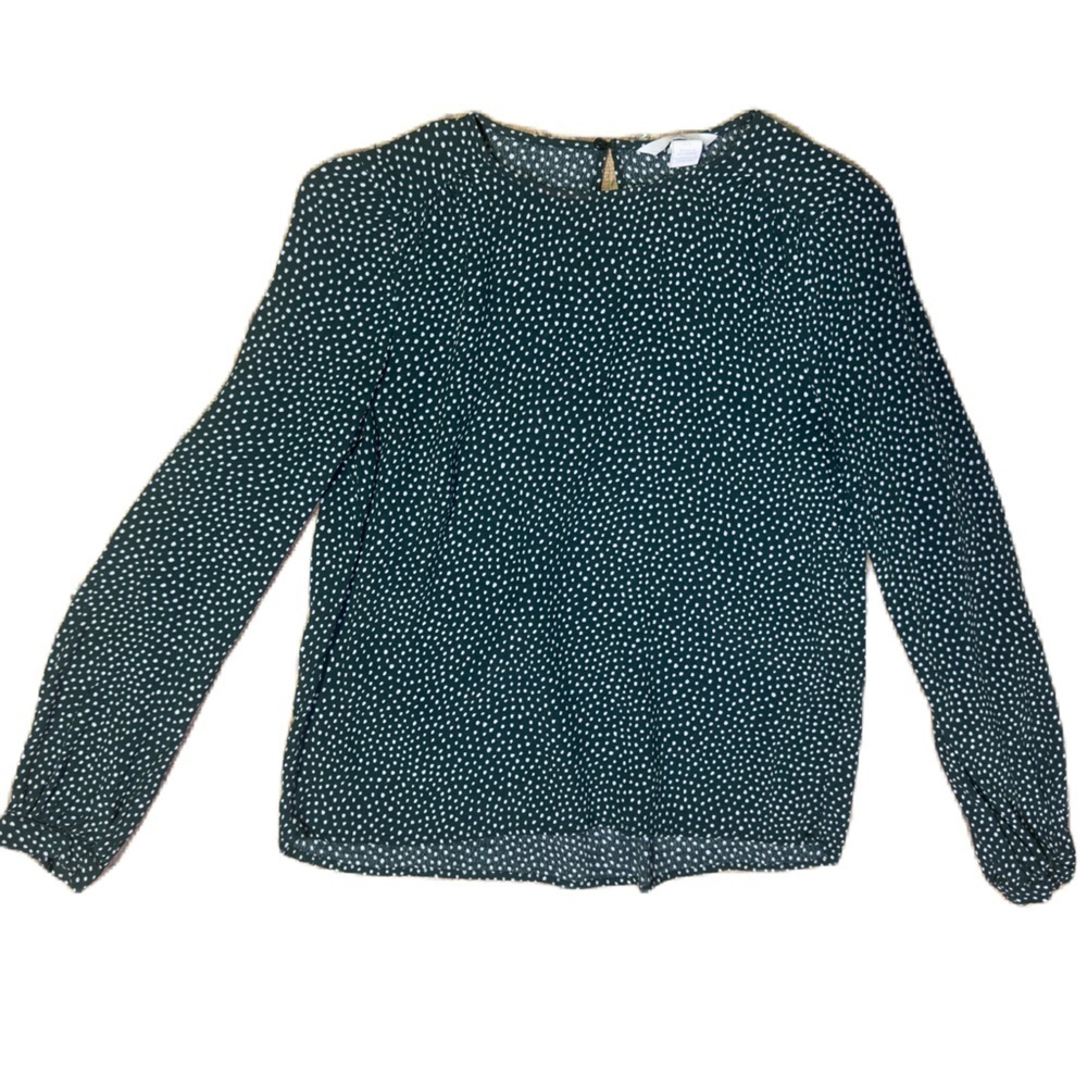_H&M Polkadot Blouse - Green and White - Size 0 - $18_
